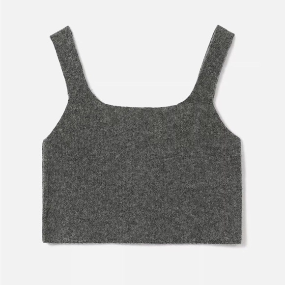 NEW Everlane The Cozy Stretch Crop Tank Top Small Heathered Charcoal Grey Wool - Picture 6 of 6
